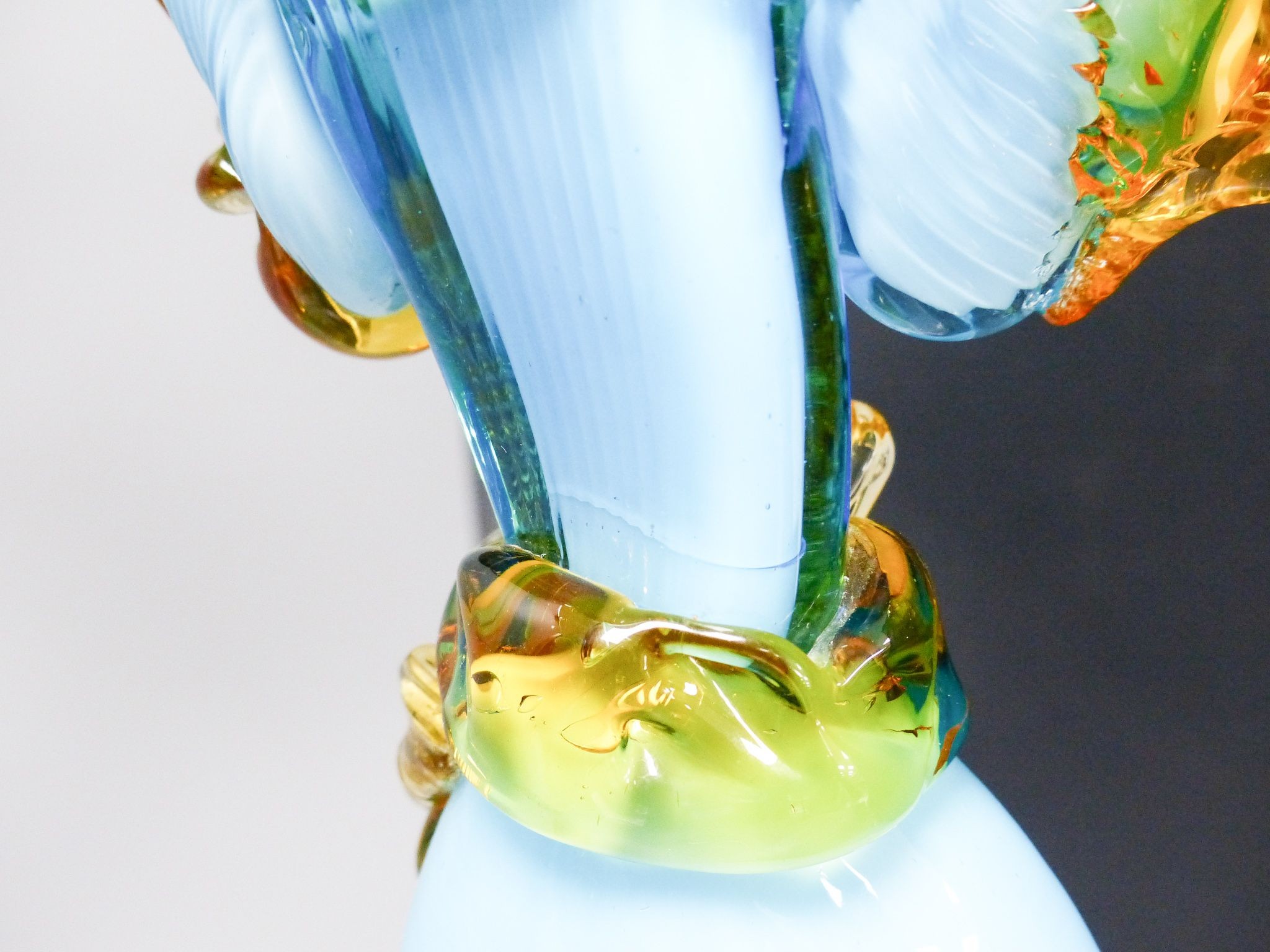 Three large Murano blue and Amber Glass figures, largest 47 cm